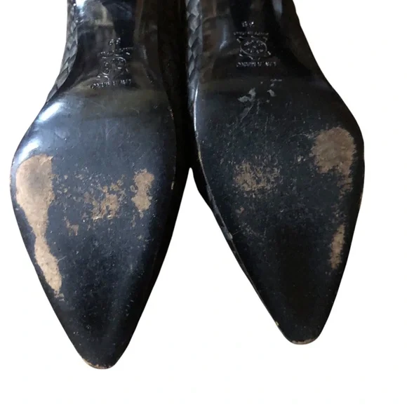 Vintage 90’s Bottega Veneta Black Classic Silk Woven Pumps EU39 US 9 ITALY RARE - Picture 12 of 16